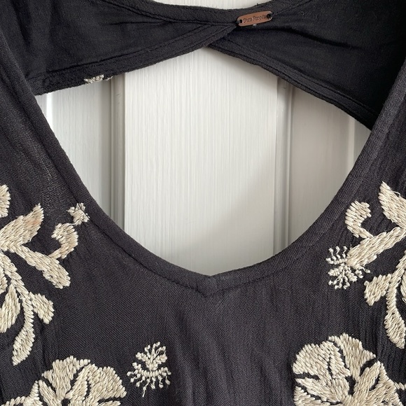 Free People Sweet Tennessee Black Cream Embroidered Swing Lightweight Dress - Picture 3 of 7